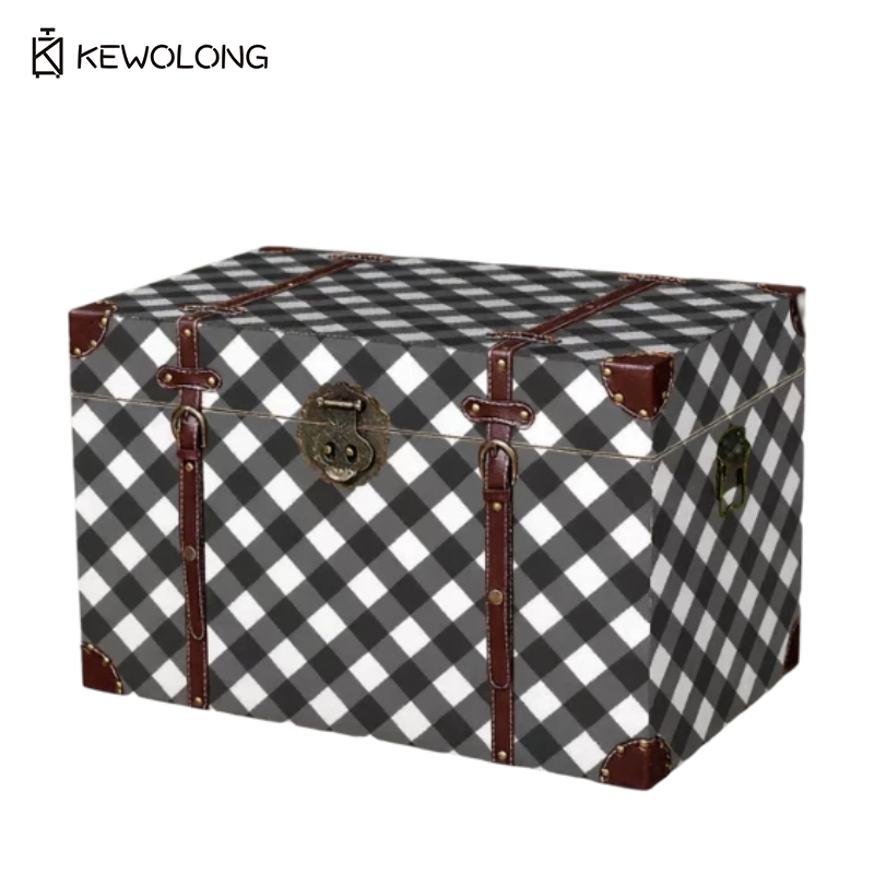 Vintage Plaid Print Wooden Sto - огляд і ціна Retro Vintage Trunk Suitcase